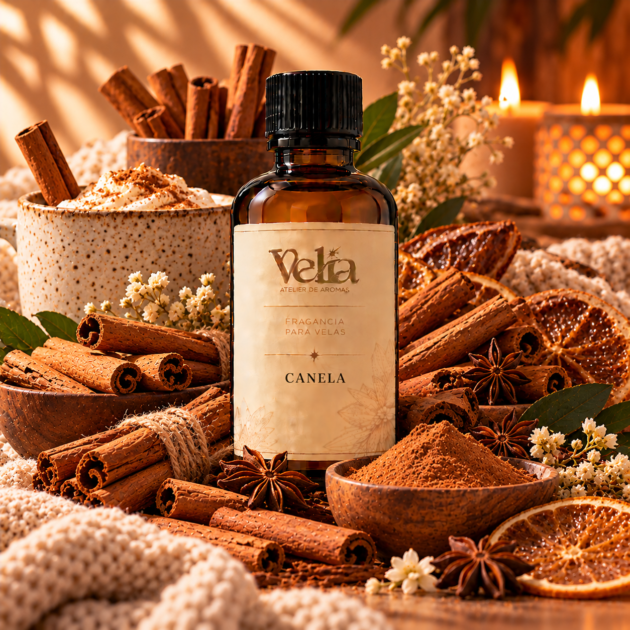 Esencia de Canela a base de aceite para perfumar velas elaboradas en cera de soya