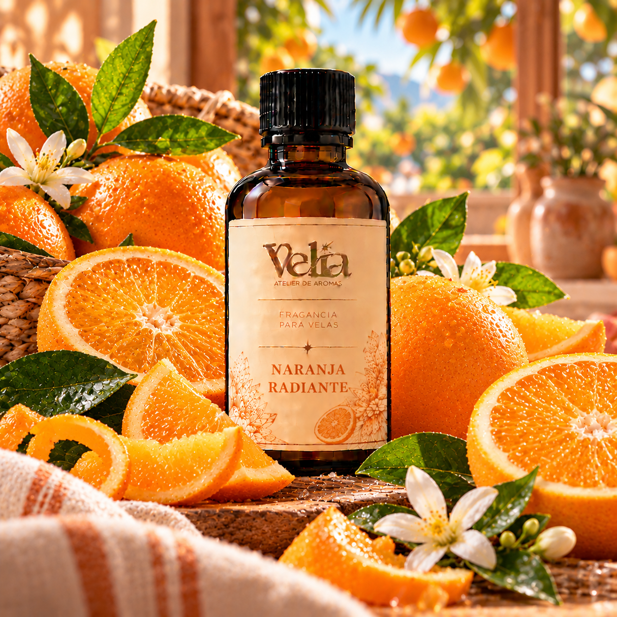 sencia de Naranja Radiente a base de aceite para perfumar velas elaboradas en cera de soya
