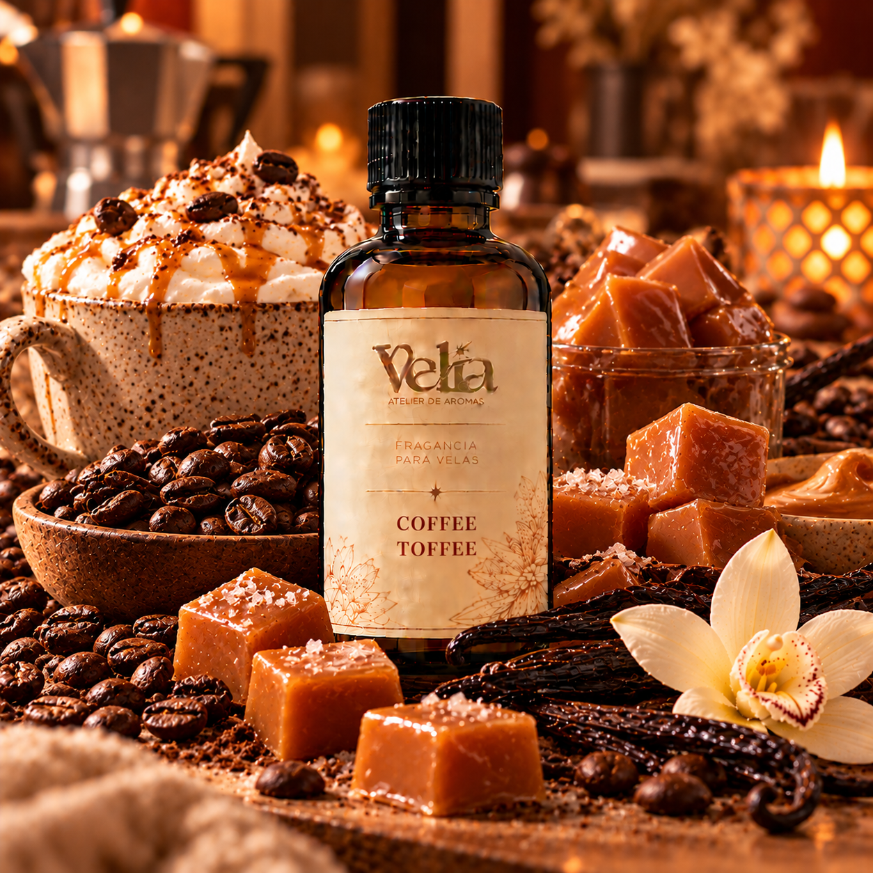 Esencia de Coffee toffe a base de aceite para perfumar velas elaboradas en cera de soya