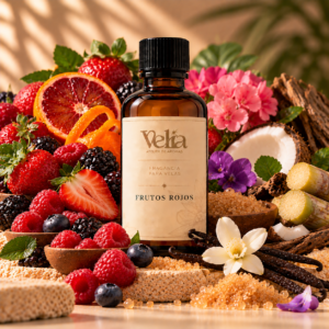 Esencia de Frutos Rojos a base de aceite para perfumar velas elaboradas en cera de soya