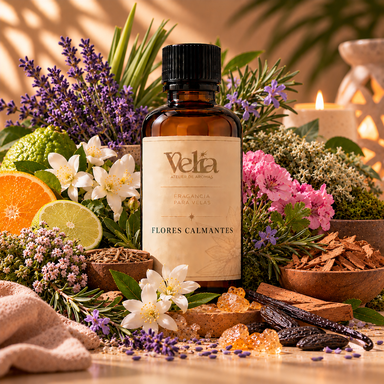 Esencia de Flores Calmantes a base de aceite para perfumar velas elaboradas en cera de soya